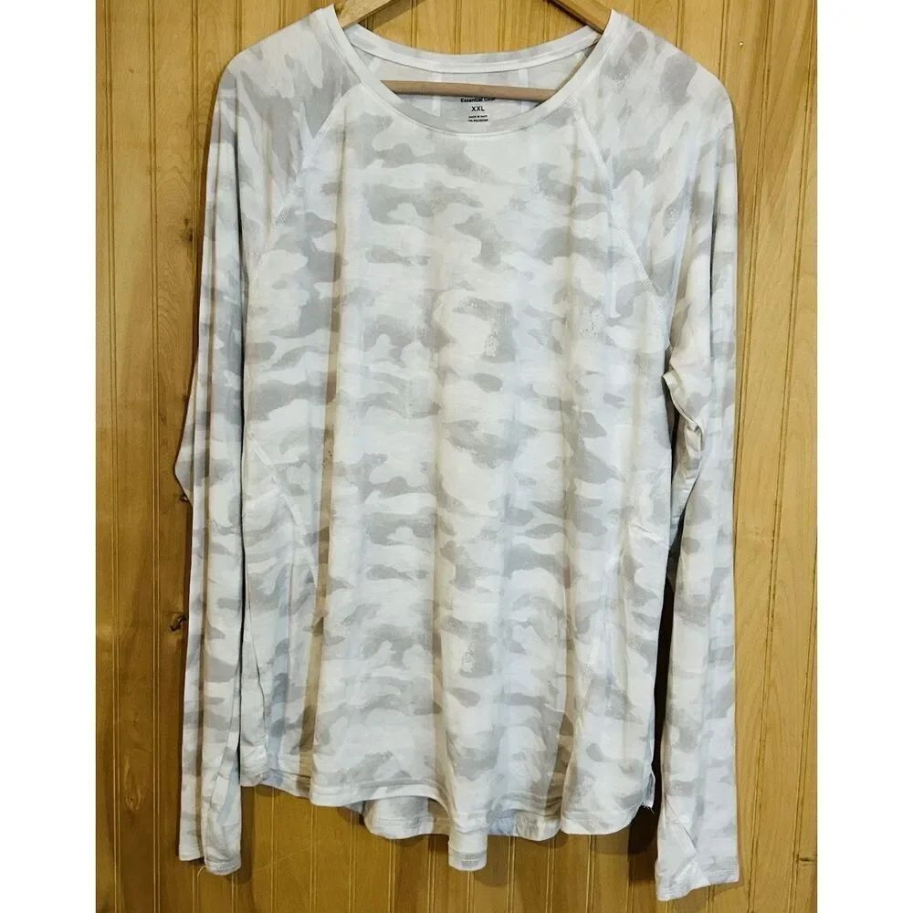 Tek Gear Gray Camouflage Long Sleeve Top - Womens 2XL